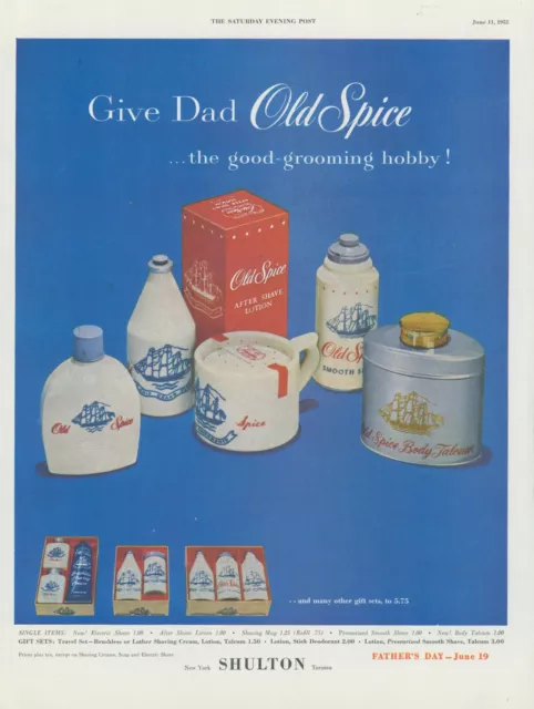 1955 Old Spice Shulton Vintage Print Ad Shaving Cream Talcum Gift Sets Dad SP2