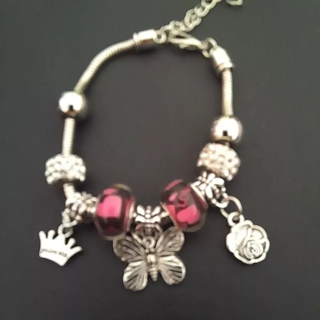 Bracciale Braccialetto In Acciaio Argento Con Charms Ciondolo Per Da Donna Uomo