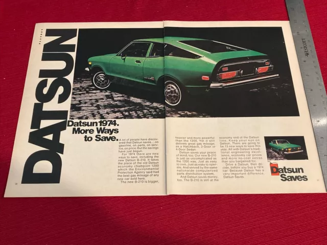 Datsun B-210 Car 1973 Print Ad  - Great To Frame!