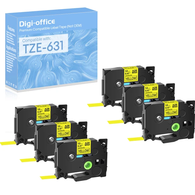 Compatible with Brother 6PK Standard label TZ-631 TZe-631 Yellow 12mm 0.47