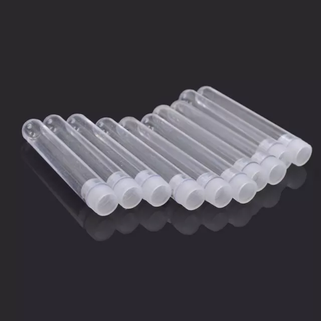 10/20/50X Clear Plastic Test Tubes Lab Teaching With White Stoppers 12X75mm 2