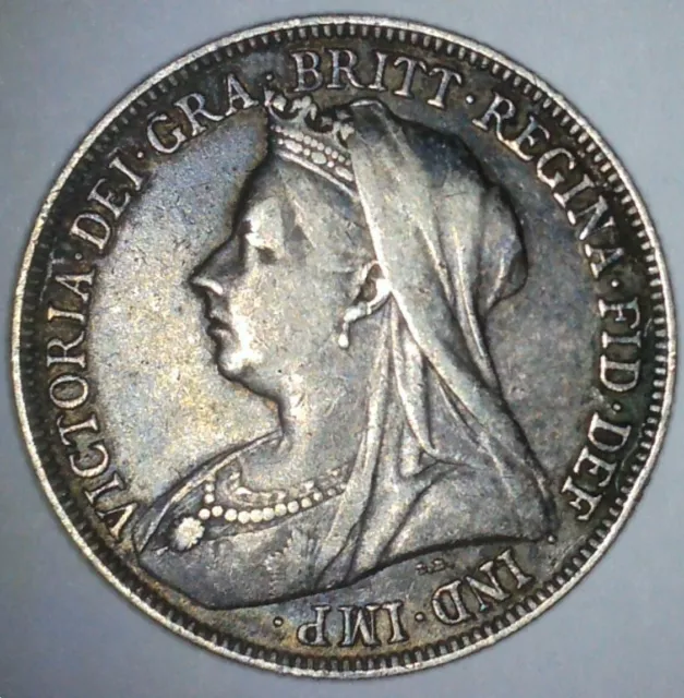 GREAT BRITAIN 1896 Queen Victoria Sterling Silver Shilling Old Veiled Head MA3F