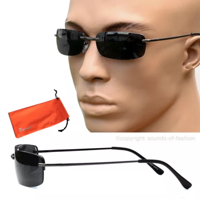 Gafas de sol Agent Smith Style lente rectangular negro bolsa de gafas estrecha M5