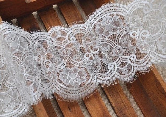 Bridal Dress Lace Trim Chantilly Floral Ribbon White Eyelash Costume Edging 1 PC