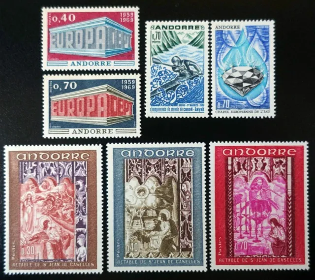 ANDORRE STAMP ANNEE COMPLETE 1969 YVERT N° 194/200 , 7 TIMBRES NEUFS xx LUXE