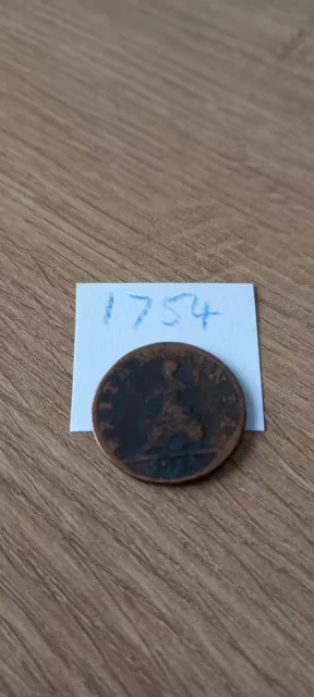 1754 George II farthing coin