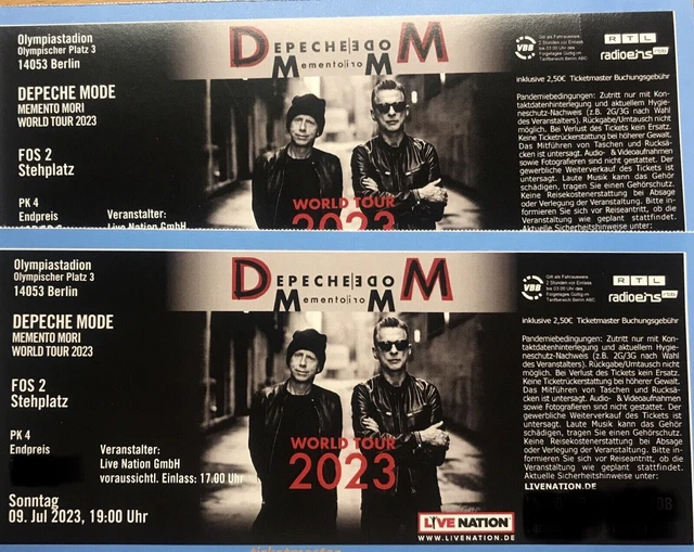 2 x Depeche Mode/Front of Stage – Berlino, Olympiastadion, Sonntag, 09.07.2023,