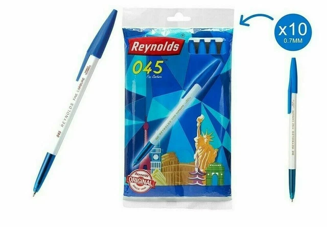 Penna A Sfera Reynolds 046rt - Confezione Da 10, Inchiostro Blu, Punta 0.7mm, Tecnologia Laser