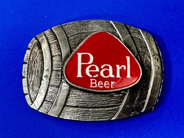 Pearl Beer Barrel Brewing Company Advertisement Silver & Red Color Belt Buckle