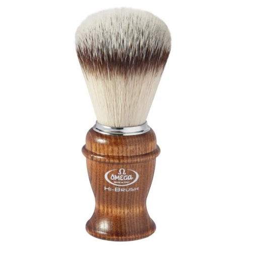Pennello Da Barba Omega Fibra Sintetica HI-Brush Manico in Frassino Art. 46138