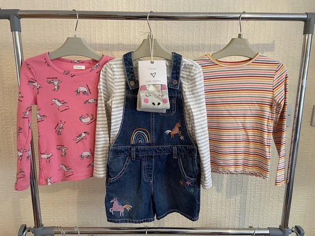 Girls NEXT clothes Bundle age 3-4 Years Dungarees T Shirt  New Tights Unicorn 🦄
