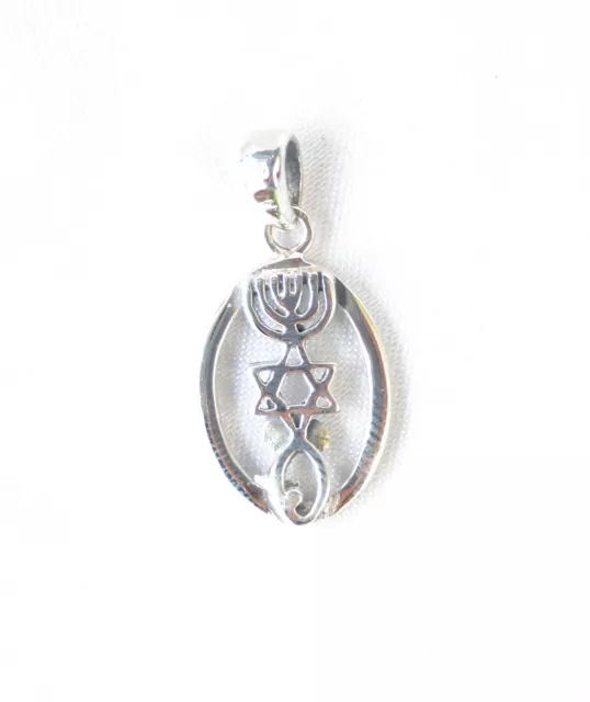 Sterling pendant Silver 925 Messianic Seal pendant Israel Star of David Menorah