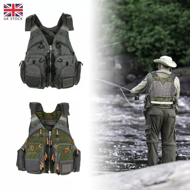 MULTI-POCKET QUICK DRY Fly Fishing Vest Lifejacket Fishing Waistcoat  Adjustable £22.61 - PicClick UK