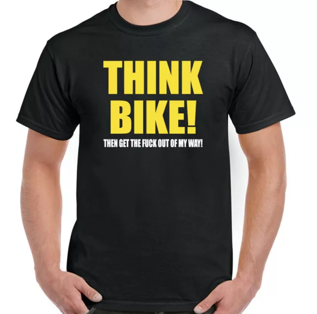Motard T-Shirt Think Vélo Hommes Drôle Moto Chopper Indien Slogan