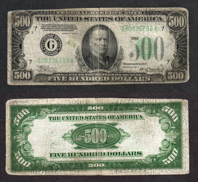 $500 1934-A, Fr. 2202-G  FRN  Five Hundred  Chicago Fine- VF