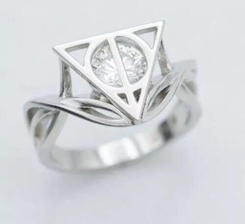 Harry Potter Deathly Hallows 2Ct Round Cut Moissanite Engagement Ring