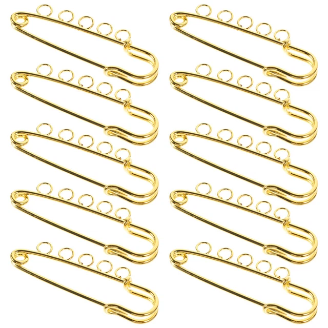 10 Pcs Alloy 5 Hole Safety Pin Miss Fasteners Brooch Making Jewelry