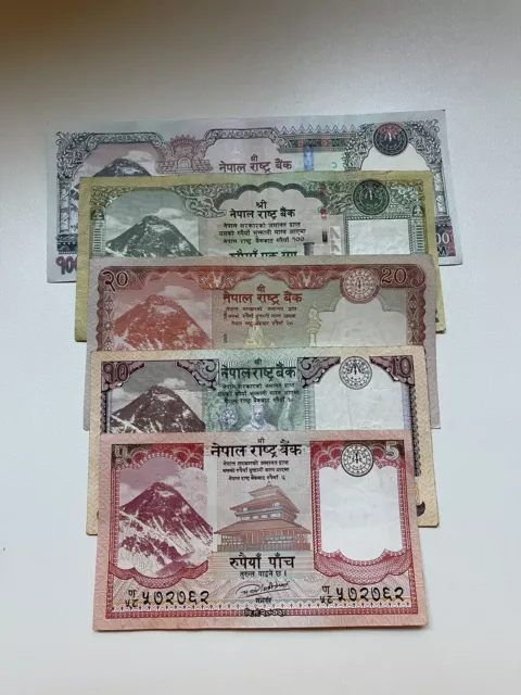 NEPAL 1st series EVEREST Banknote Rs5,10, 20, 50,100,500 set of 7 sign