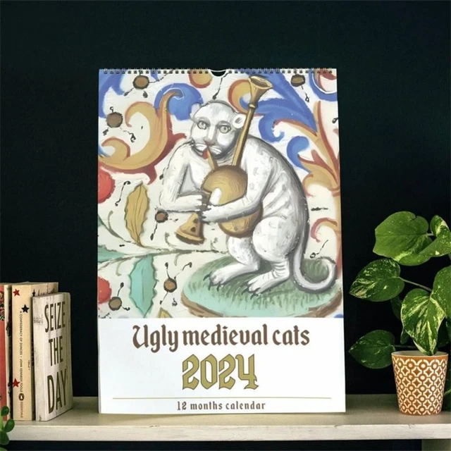 PAPER WEIRD CATS Calendar 2024 2024 Calendar Desk Decoration EUR 11,84