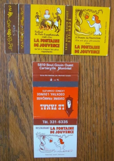 Girlie Matchbook Covers: Fontaine De Jouvence Montreal, Quebec Matchcovers -D12