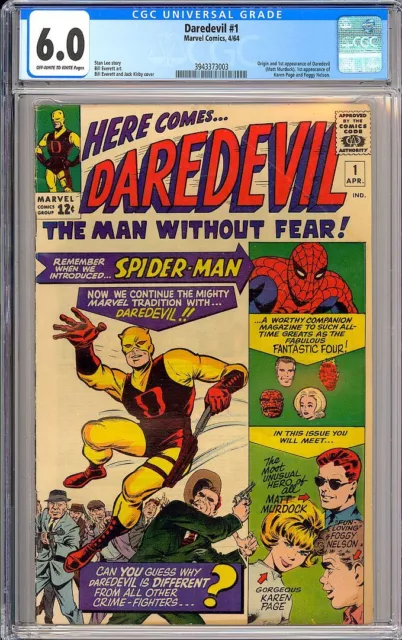 Daredevil #1 Very Nice Origin & 1st App. Silver Age Marvel Comic 1964 CGC 6.0