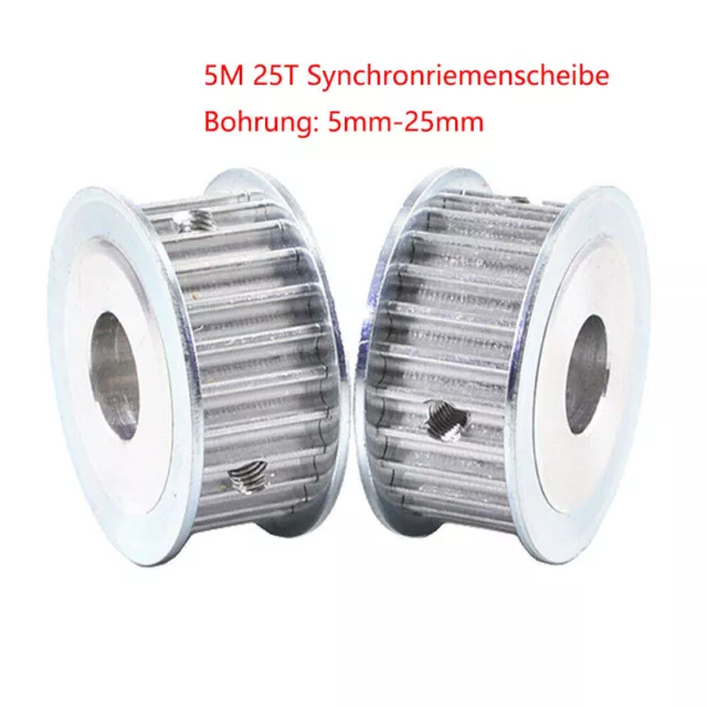 5M 25 Zähne Zahnrad Synchronrad Bohrung 5-25mm für 16/21/27mm Breite Riemen