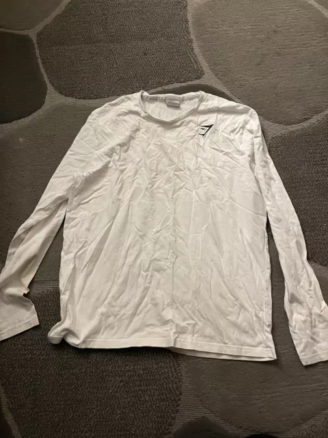 Gymshark Mens Element Long Sleeve Baselayer T-Shirt, White, XX-Large