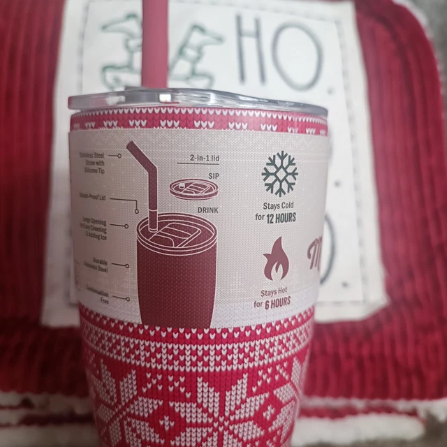TK MAXX HOMESENSE Christmas Travel Mug Tumbler With Straw £22.99