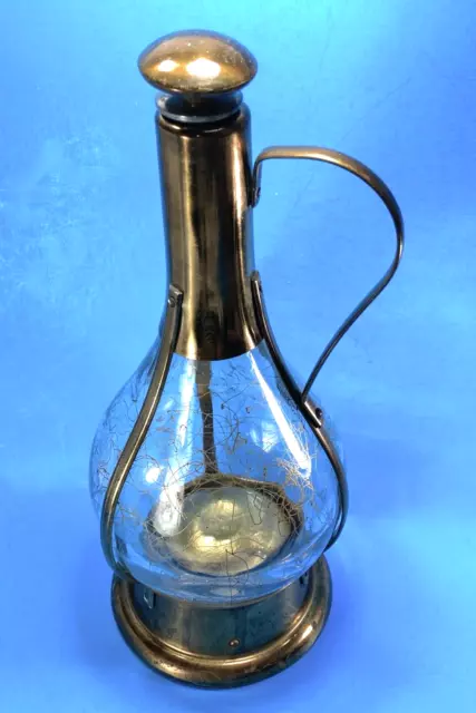 Vintage Brass & Glass Musical Decanter Plays " How Dry Am I"