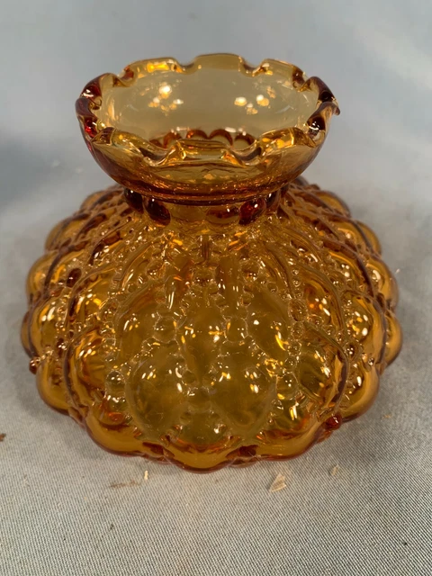 Miniature Amber Glass Diamond Quilt pattern Miniature Oil Lamp Shade 4" base 2