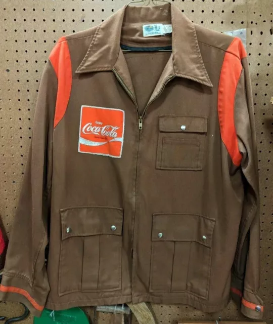 🔥🚨Vintage 60s 70s Coca Cola Brown Work Delivery Jacket Mens XL 46 Long Rare!