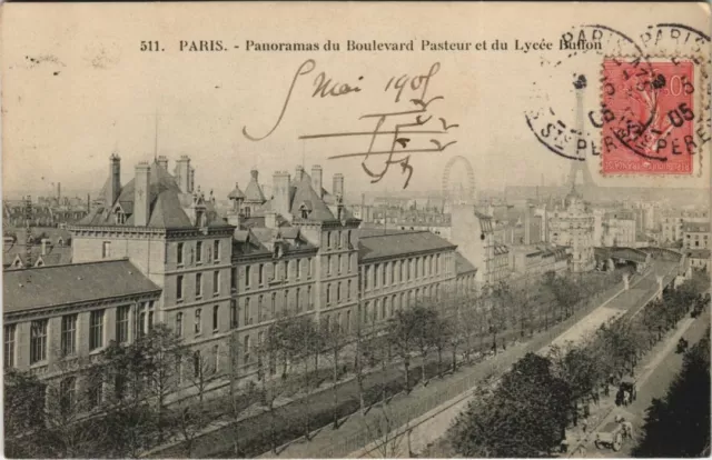 CPA PARIS 15e - Panorama du Boulevard Pasteur et du Lycée Buffon (142762)