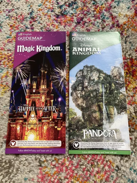 Walt Disney World Magic Kingdom Animal Kingdom Guide map Brochure 2017 MINT