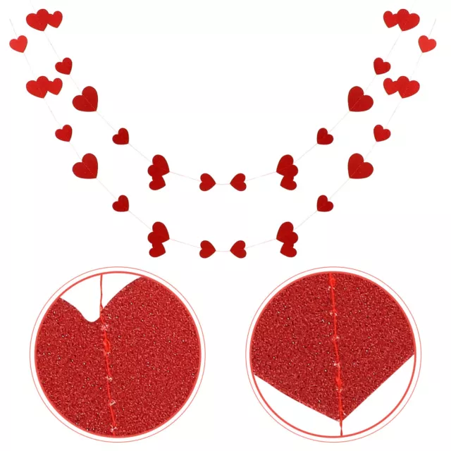 2 Strings Heart Sequins Latte Heart-shaped Adorn Photo Locket Rose Gold
