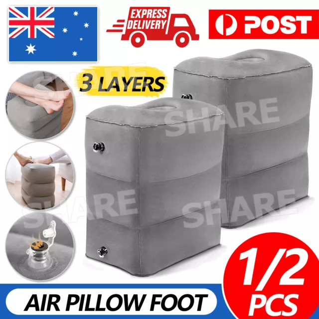 Foot Rest Pillow Cushion Inflatable Travel Air Office Home Leg Footrest Relax OZ