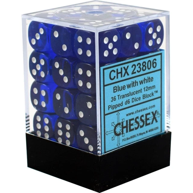 DND Dice Set-Chessex D&D Dice-12mm Translucent Blue and White Polyhe (US IMPORT)