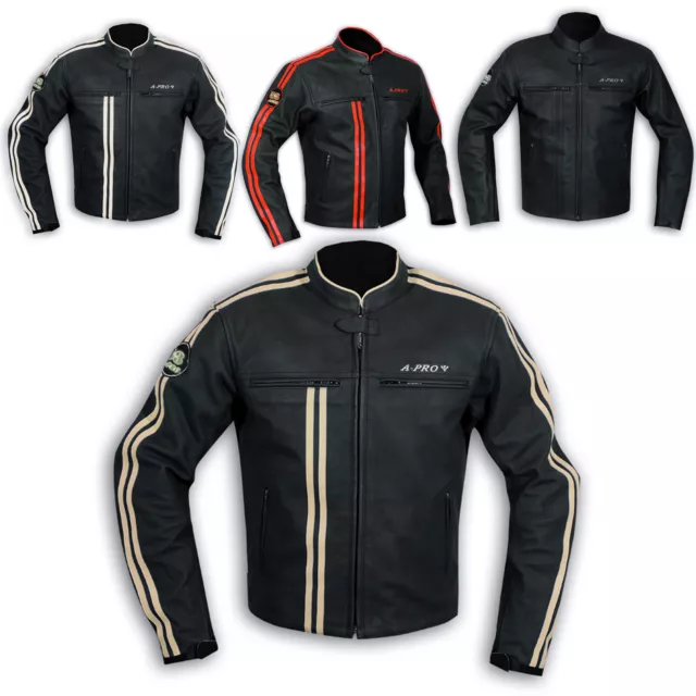 Blouson Cuir Homme Motard Moto Protections CE  Veste Doublure Thermique