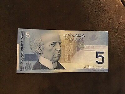 2002 CANADIAN Five 5 Dollar Bank Note HOV6065809 Laurier Hockey Well CIRCULATED