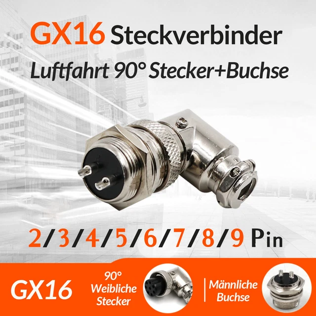 Sourcingmap Luftfahrt-Stecker, 16 mm, 3-polig, 7 A, 250 V, GX16 Sourcingmap Luftfahrt-Stecker, 16 mm, 3-polig, 7 A, 250 V, GX16
