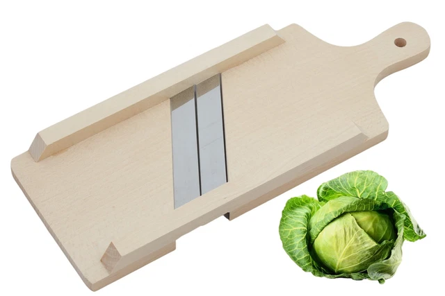 WOODEN CABBAGE SHREDDER, 3 Blades – 40x16 cm, Traditional Kitchen Tool ...