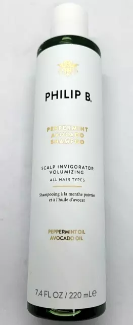Philip B Peppermint Avocado Shampoo, Scalp Invigorating 7.4 fl. oz. Free Ship