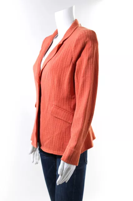 Armani Collezioni Womens Textured Knit Ponte Blazer Jacket Orange Size 10 3