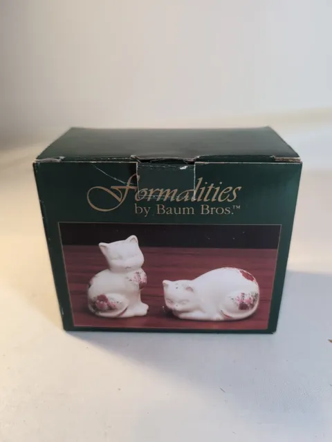 Formalities by Baum Bros Cat Salt & Pepper Shakers Pink Roses Victorian Chintz