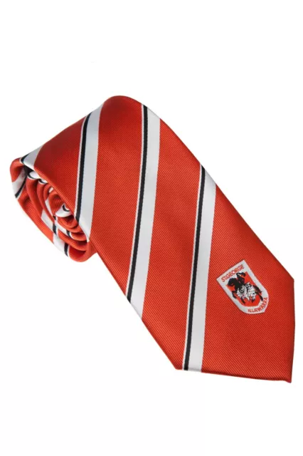 NRL St George Illawarra Dragons Tie - Striped with embroidered team logo