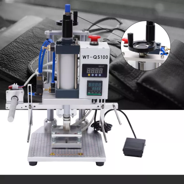 500W Air Operated Hot Foil Stamping Machine Leather PU PVC Logo Press 80mm*100mm