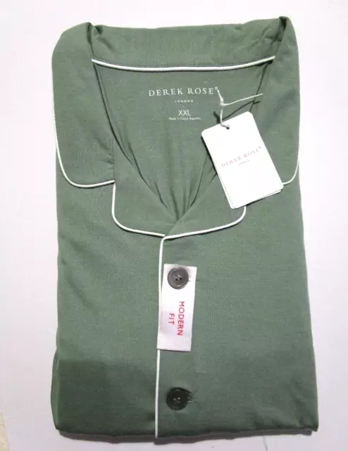 Derek Rose Mens Pyjamas - Xxl - Modal Jersey Pjs - Rrp. £330 - Basel Green Pj