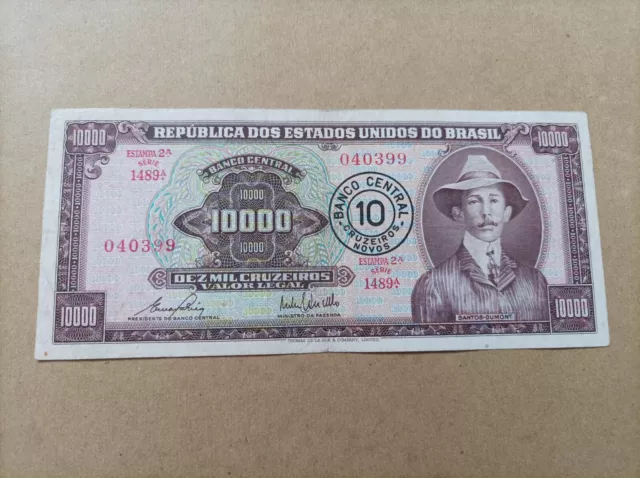 Billete de Brasil de 10000 cruzeiros año 1966