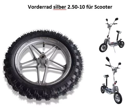 Vorderrad 2.50-10 Felge Reifen Schlauch Scooter E-Scooter DirtBike Crossreifen