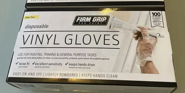 FIRM GRIP Pro Paint Disposable Vinyl Gloves (100 gloves) Latex Free 13690 Gloves