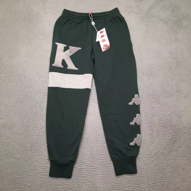 Kappa Pants Mens Small Green Grey Jogger Sweat Fleece Casual Drawstring Logo